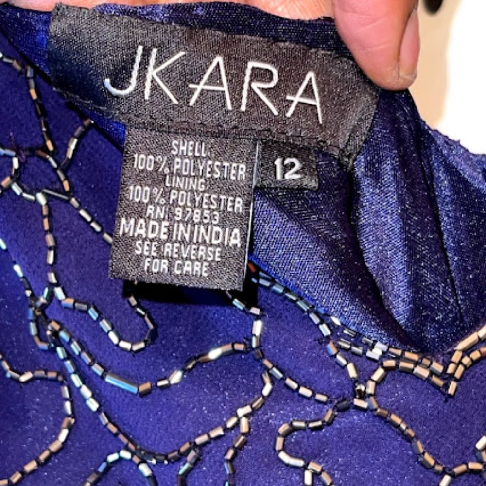 Women's Jkara Gown Blue Dress with embellishments - Picture 2 of 7